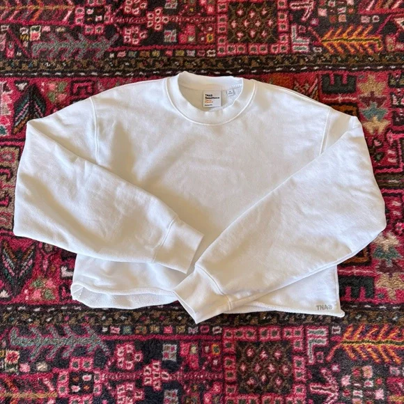 TNA Women's White cropped Crewneck Sweatshirt size medium - Picture 1 of 6
